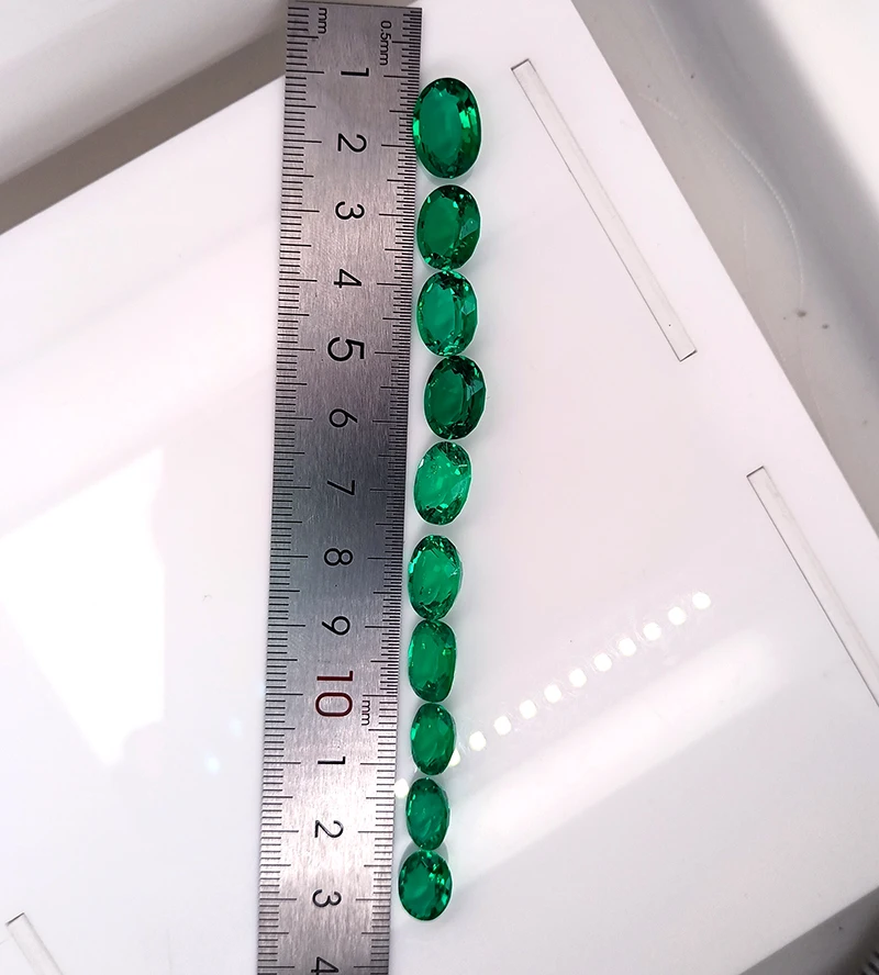 ZHF Wholesale and cut Colombian Lab Grown Emerald Oval  Cut  Hydrothermal Created loose gemstones