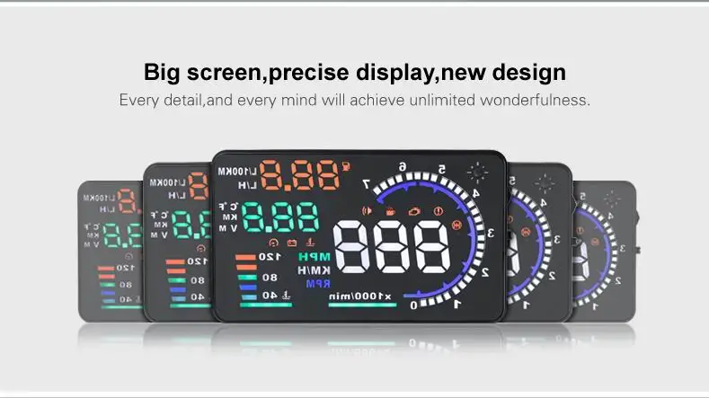 Universal Auto Diagnostic Tool Smart Gauge OBD2 Auto Parts LED Black OBD Car Reflective Film Gps Head up Display Film PC + ABS