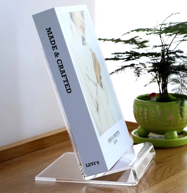 Factory custom acrylic desktop L-shaped book holder