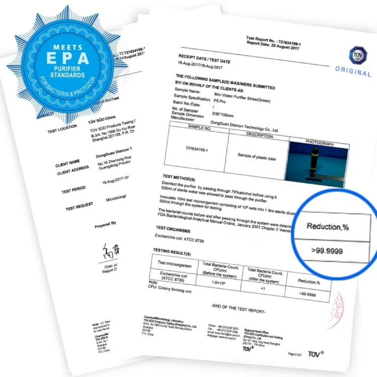 Diercon Personal Water Straw Filter Emergency Kit Bacteria Removal Disaster Relief Equipment (PS PRO)