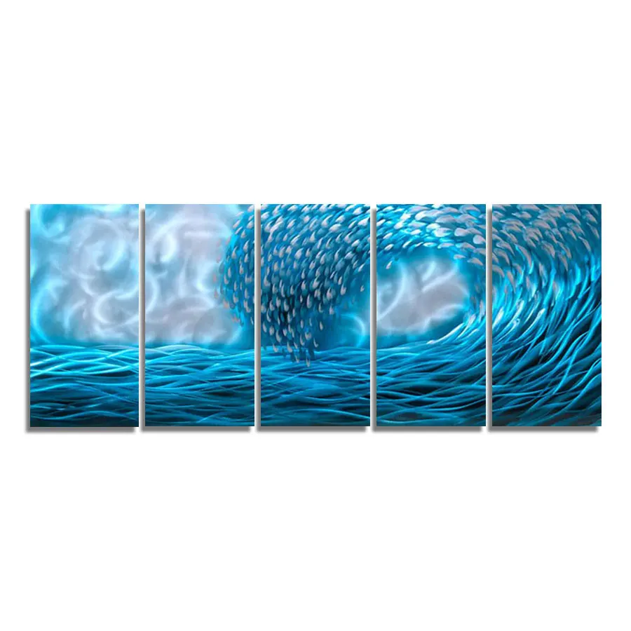 Original Art Factory Wholesale Abstract Sea Wave Metal Wall Art