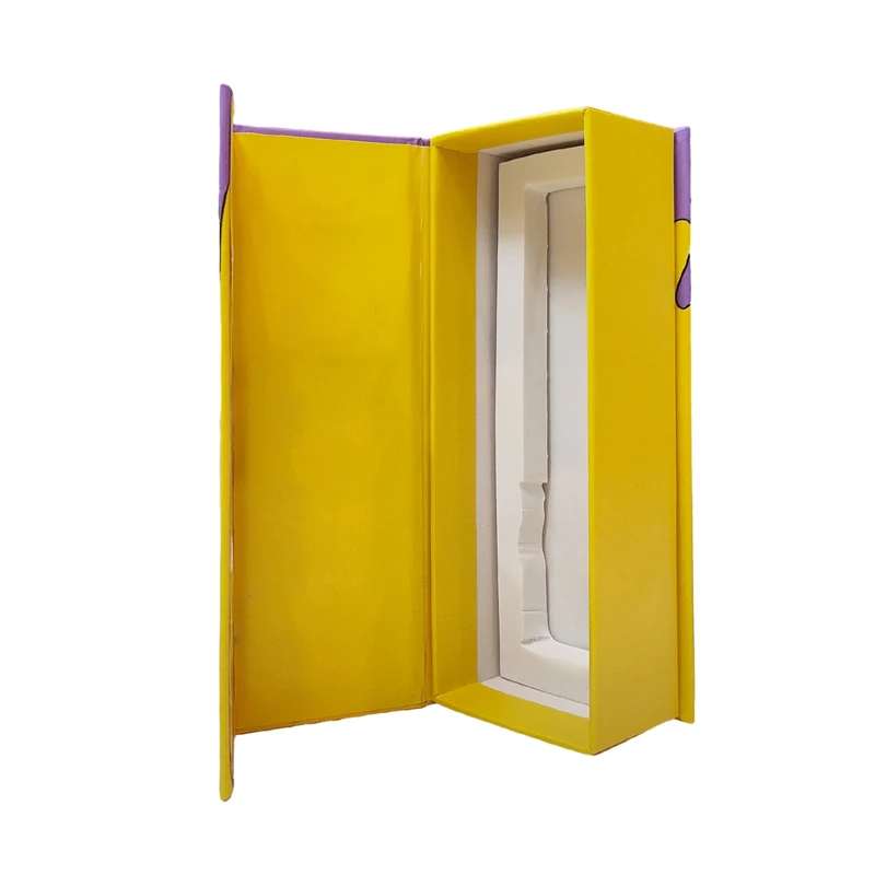 Archibald Custom Pre Smell Proof Roll Box Yellow Long Magnet Clam shell Packaging Paper Box Magnetic kegel verpakkingsdoos