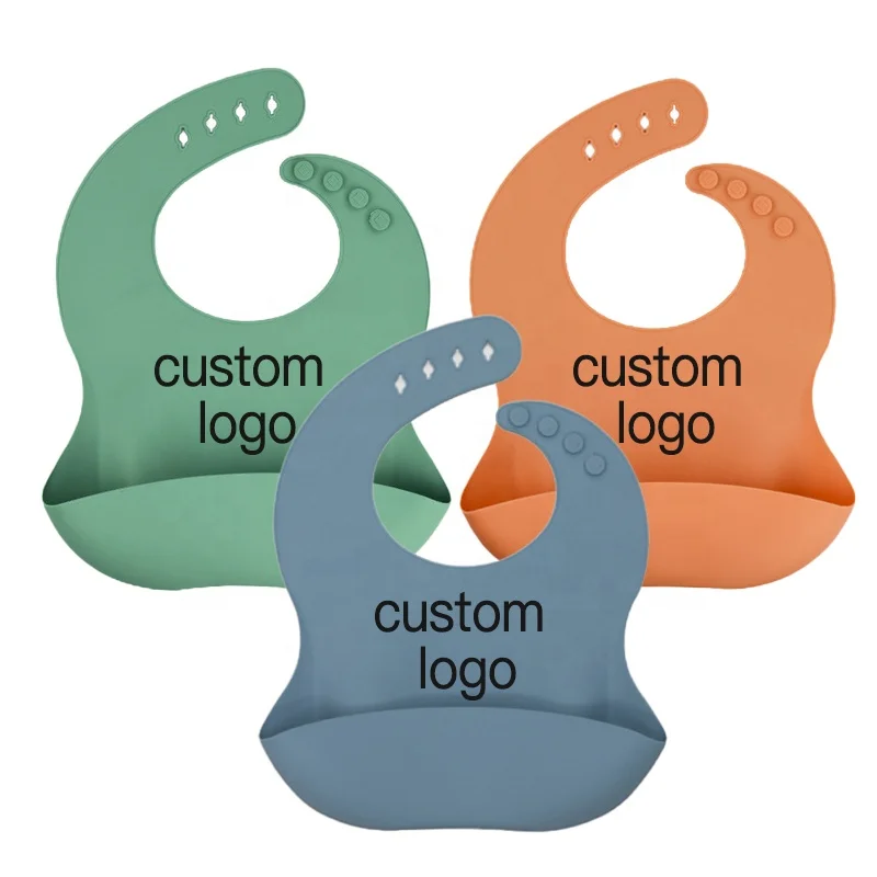 
Custom logo baby bib babero bebe waterproof silicone bibs for babies 