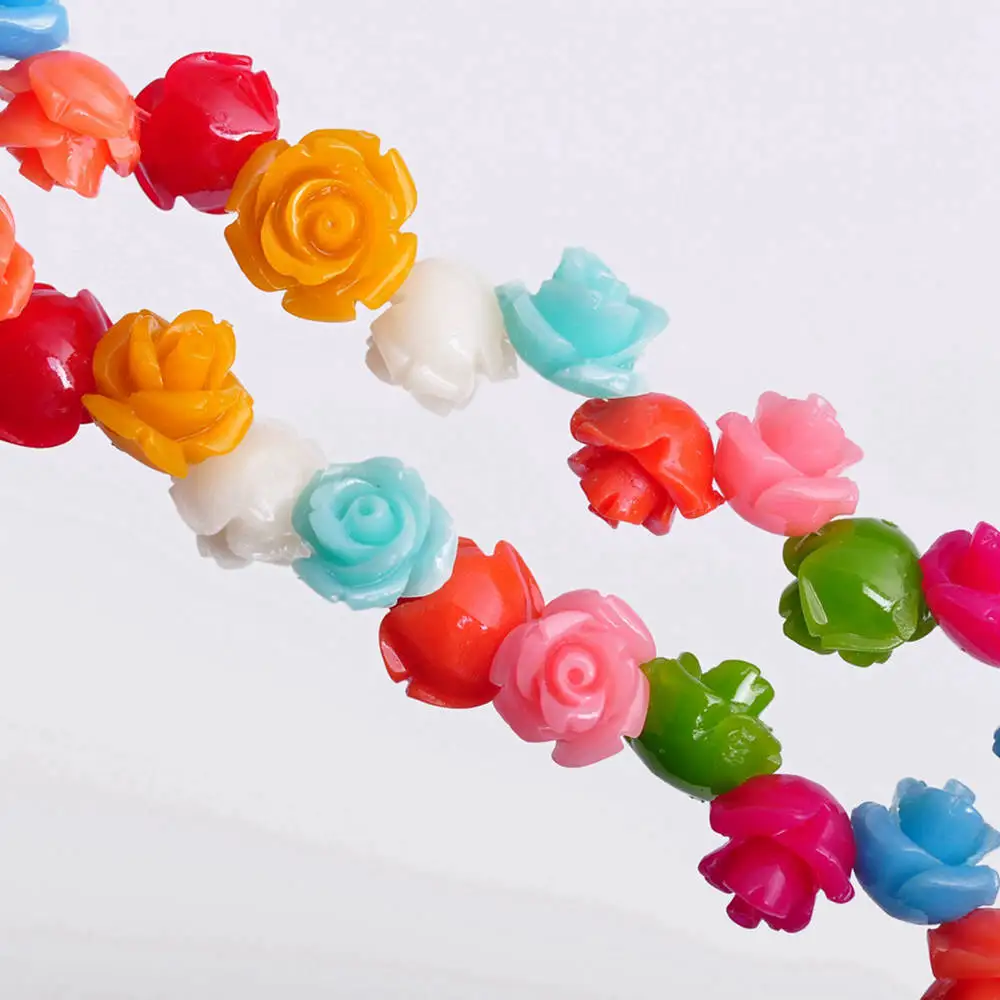 30pcs Flower Shape 8mm Artificial Coral Loose Spacer Beads Wholesale Lot for DIY Crafts Jewelry Making Findings