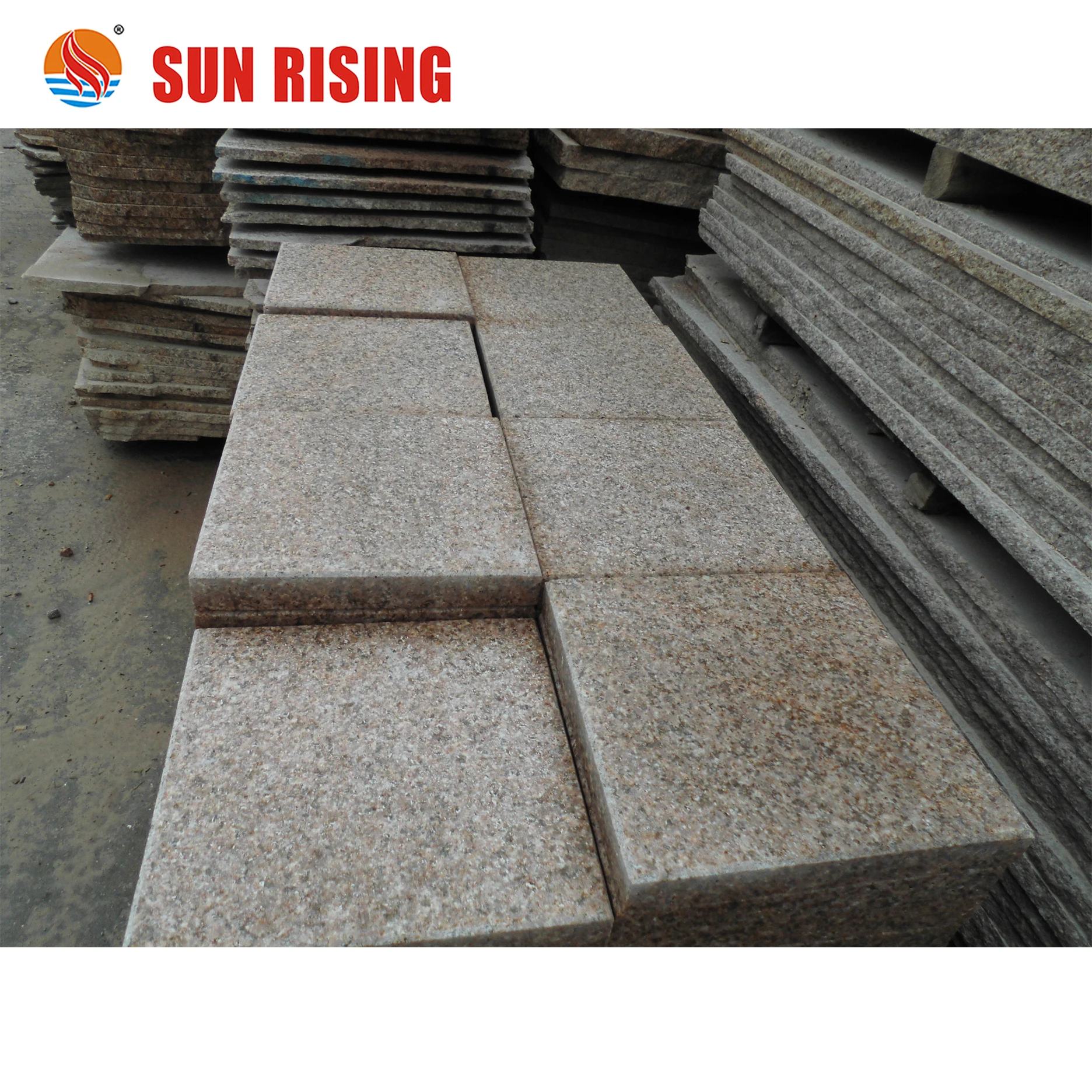 Flamed Surface  G682 Yellow Rusty  Granite Stone  French Pattern Tile For Outdoor Paving