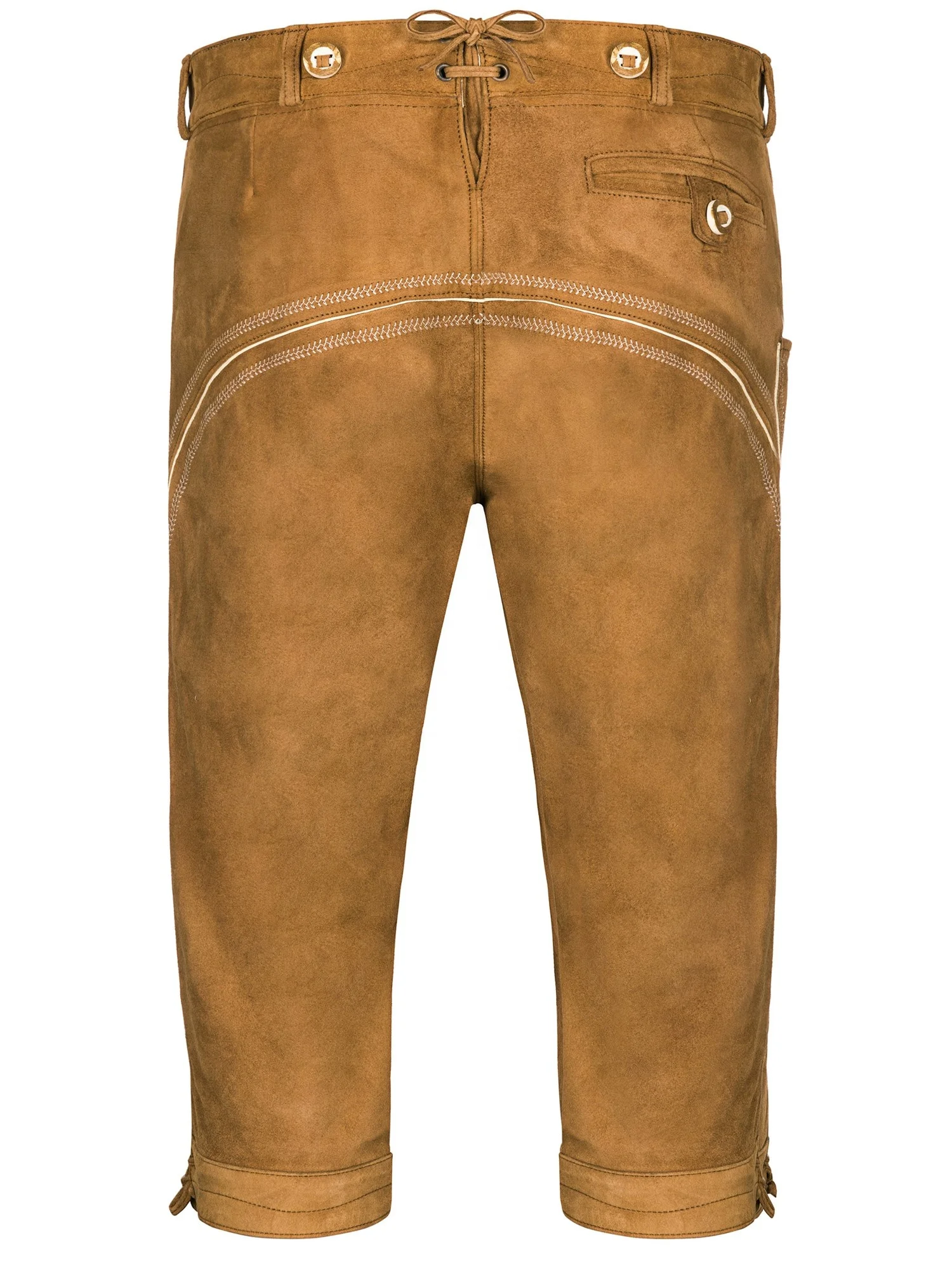 Authentic Lederhosen Bavarian Mens Attire Brown Lederhosen Goat Leather Men Embroidered Custom Made Designs Leather Shorts