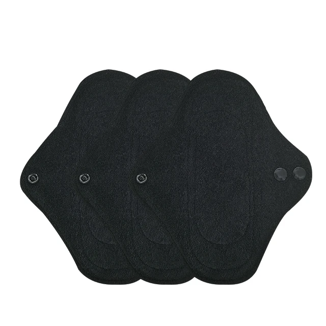 Экологичные многоразовые моющиеся тканевые менструальные женские прокладки из бамбукового угля гигиенические для женщин