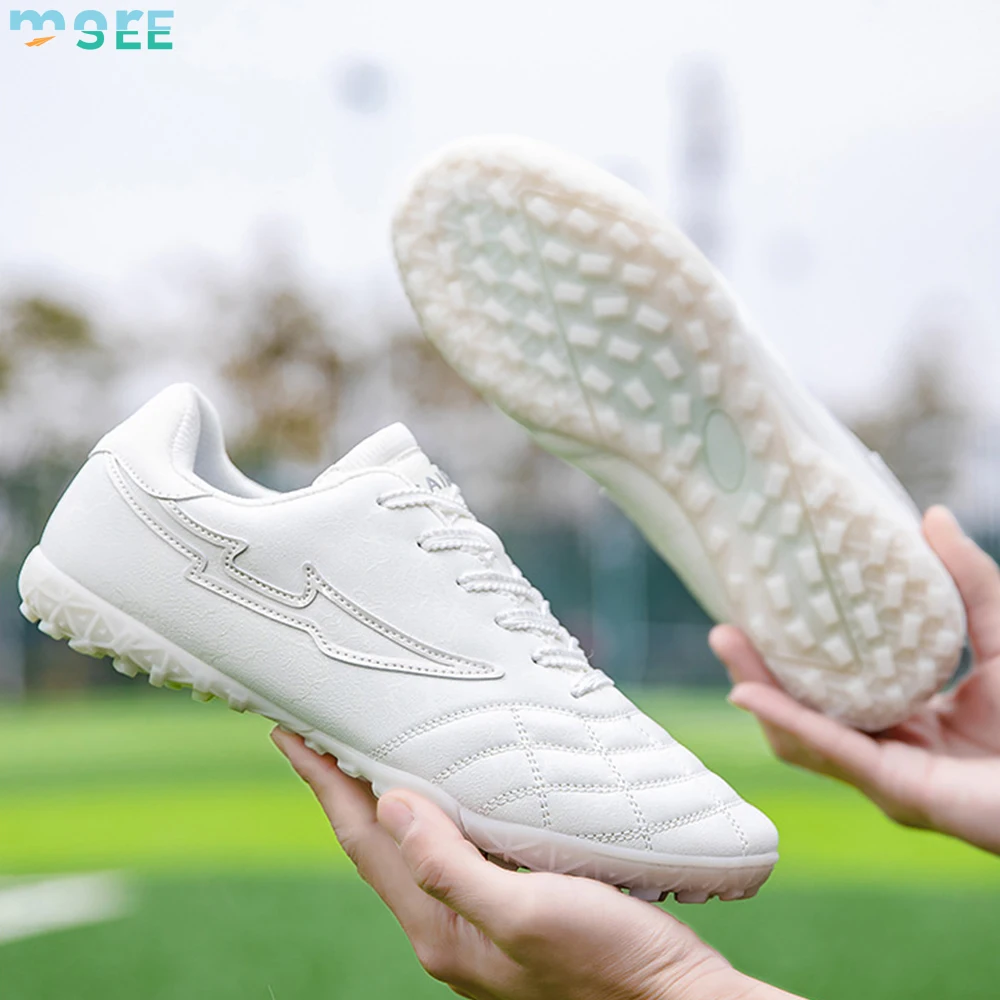 SeeMore Selection Fluorescent Kids Boys Girls Firm Ground Athletic Outdoor Sports Shoes Football Soccer Cleats Shoes