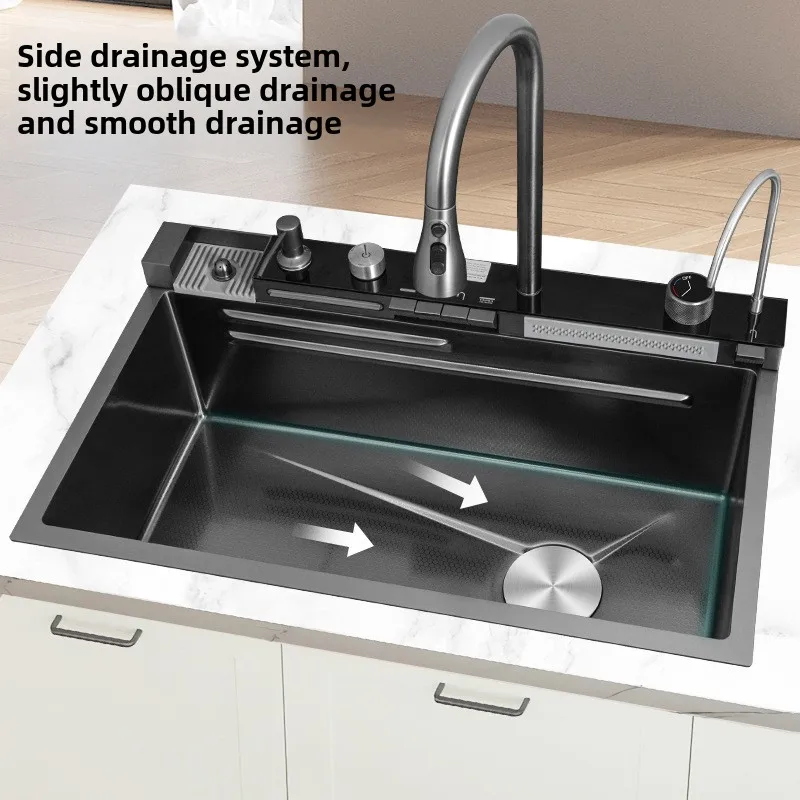 Whale Rain Large Single Slot Kitchen Sink With Faucet 304 Stainless Steel Nano Surface Treatment Undermount Installation Home