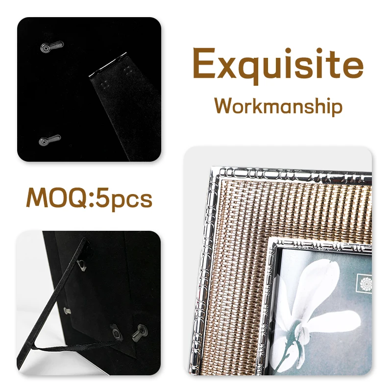 living room light luxury simple modern metal frame brown soft leather photo frame