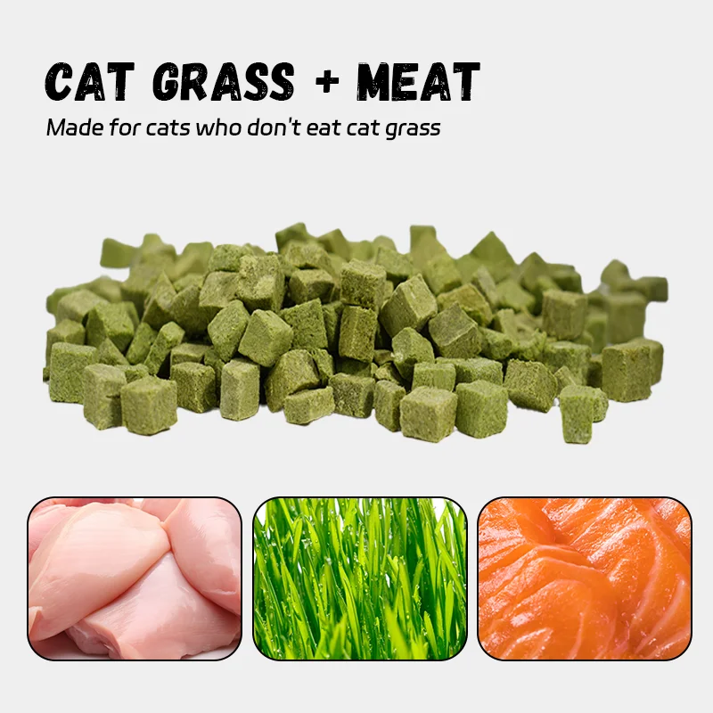 Eco Friendly Products 2024 Freeze Dried Grass Cubes Flavor Dog Food Freeze Dry Pet Treats for Cat&Dog Food