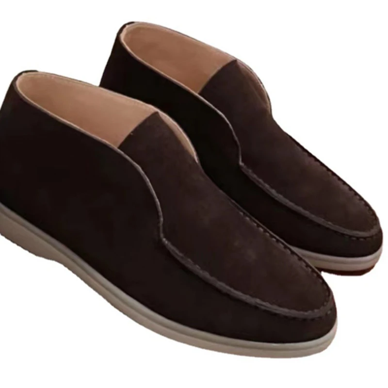 LP Luxury Unisex Loafer Shoe Kidsuede Upper Flat Casual Metal Fringe Decor Winter Season Walking Slip-On Breathable Comfortable