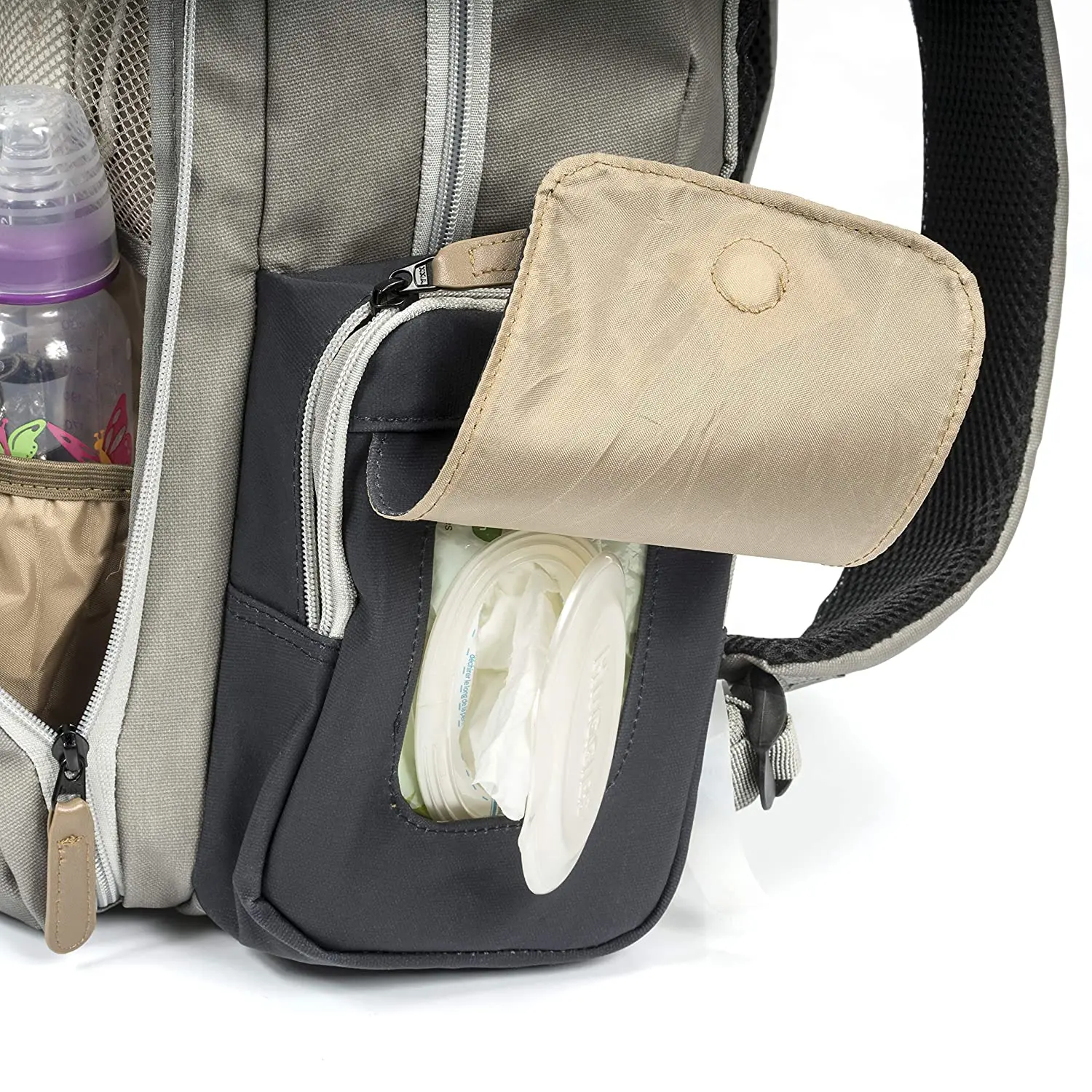 Large Capacity Diaper Bag Backpack Coated Canvas Diaper Bag with YKK Zippers Comes With Two Packing Cubes Changing Pad