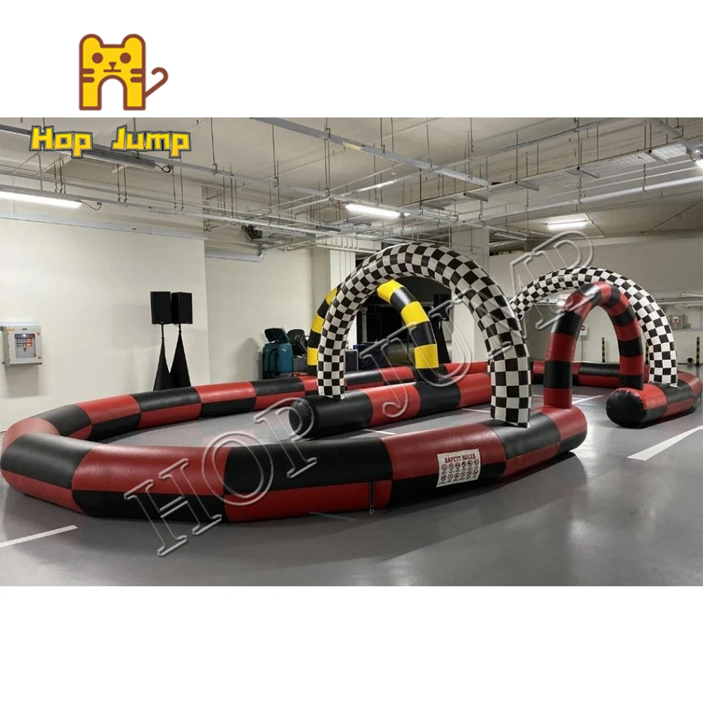 Indoor kids entertainment playing go kart arena venue race track inflatable perimeter for bumper cars