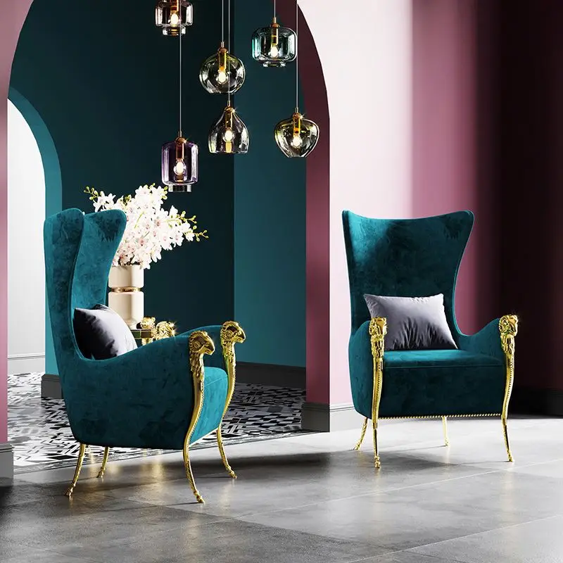 Luxury Living Room Vanity Chair Bedroom Restaurant Furniture Set Wingback Velvet Accent Arm Chair