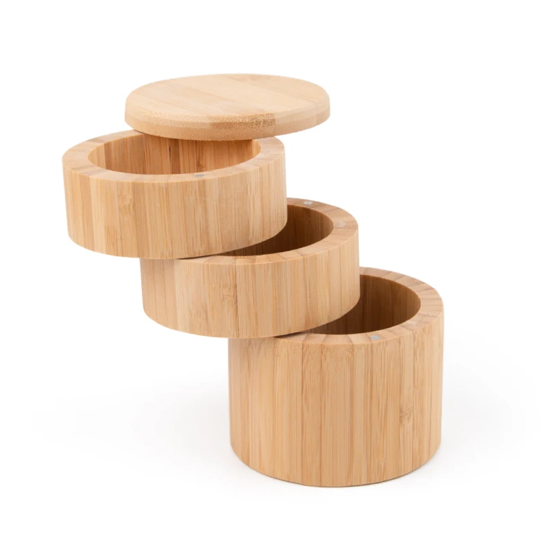 Лидер продаж 3-ярусная банка для специй из натурального бамбука с сахарной солью и магнитом многоуровневый ящик хранения перца кухни