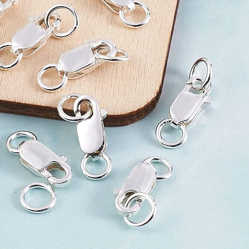Amazon Hot Sale 925 Sterling Silver Lobster Claw Clasp with Closed Jump Rings,TOYS1007