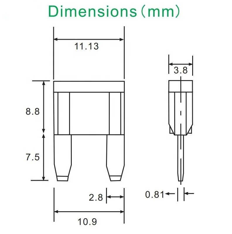 Low Profile Mini Blade Vehicle Car Fuse Assortment Zinc Alloy Material Automotive Replacement Mini Fuses