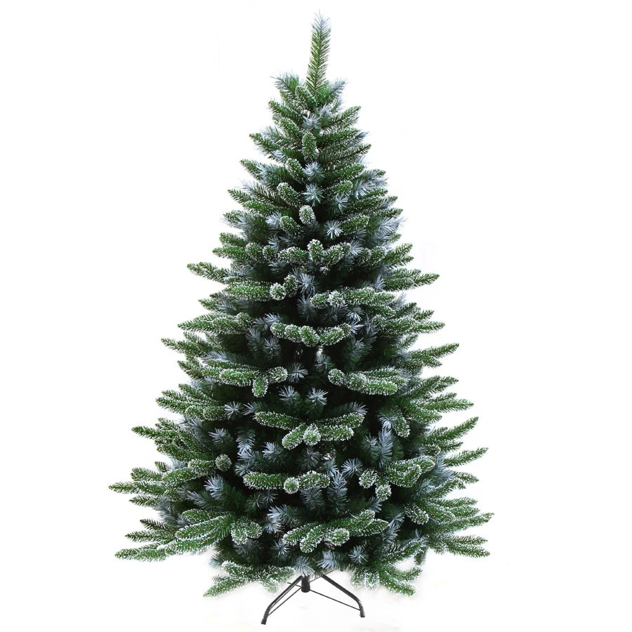 Xmas PE PVC Mixed Artificial Christmas Tree white Snowflakes For Holiday With Pine Cone Decorated