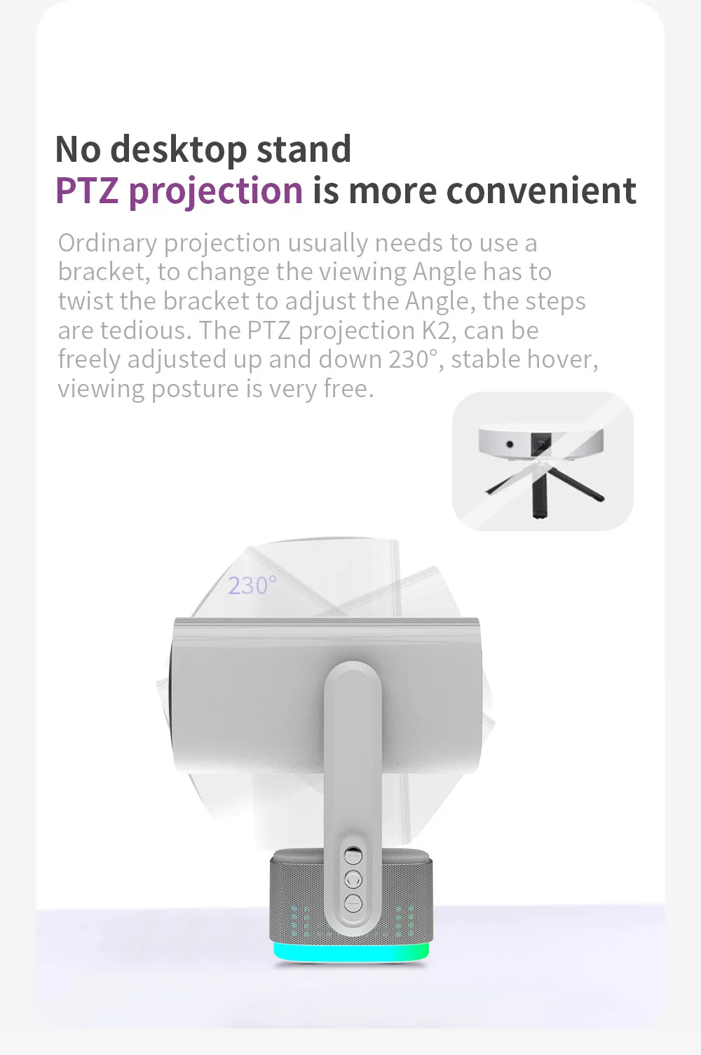 K2 портативный проектор android с Wi-Fi 720P физические ресе. 160 ANSI lumen Автофокус Allwinner H713 PTZ 4K decode proyector