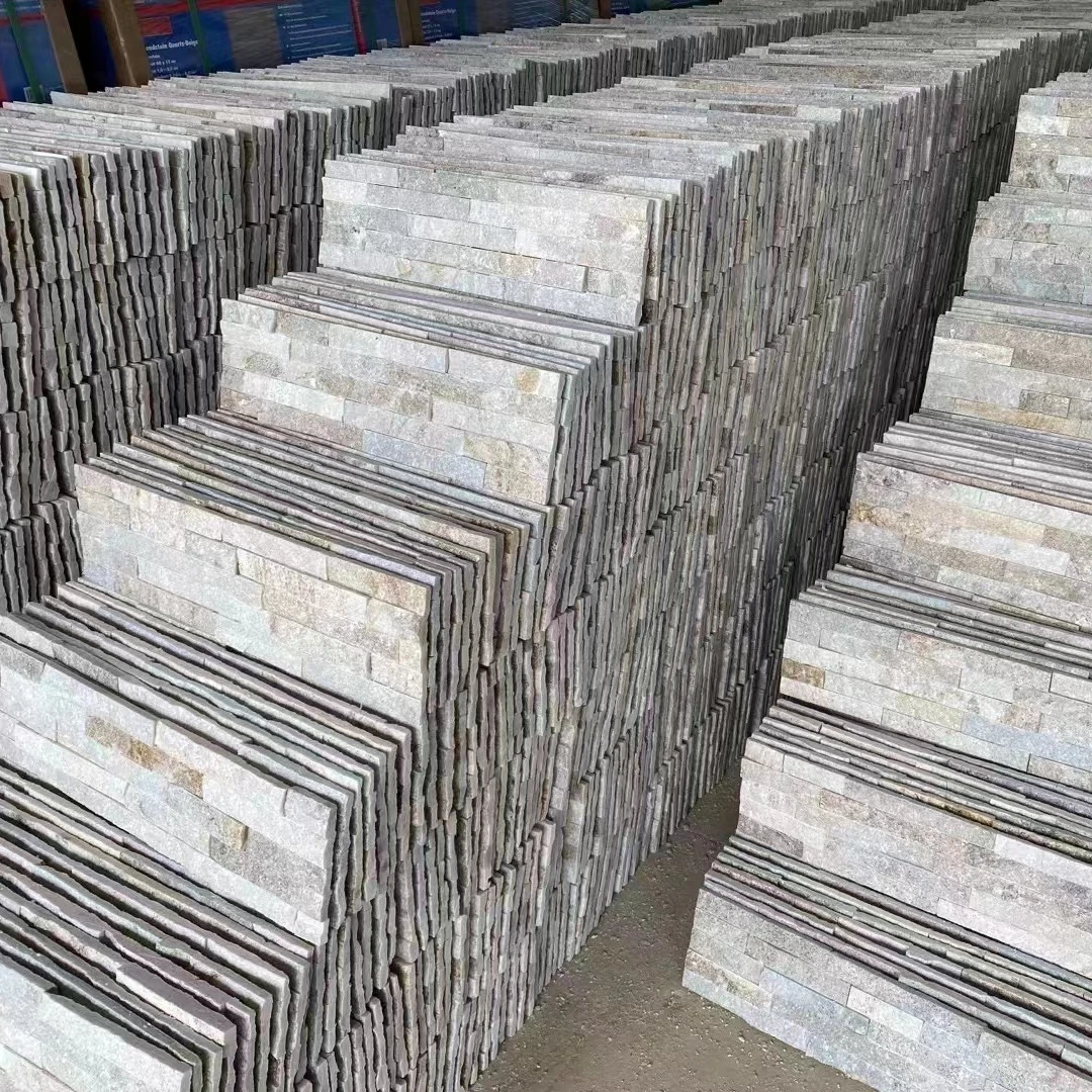 Недорогой Натуральный светло-голубой тонкий культурный камень шифер для облицовки стен панели украшения ландшафта