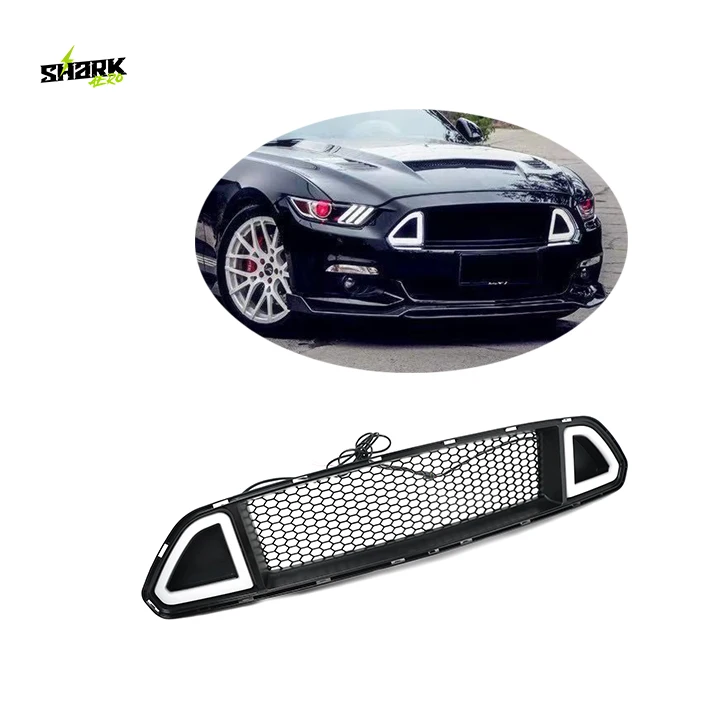 Передняя решетка для Ford Mustang 2015-2017 Sharkaero PFT DRL белая и