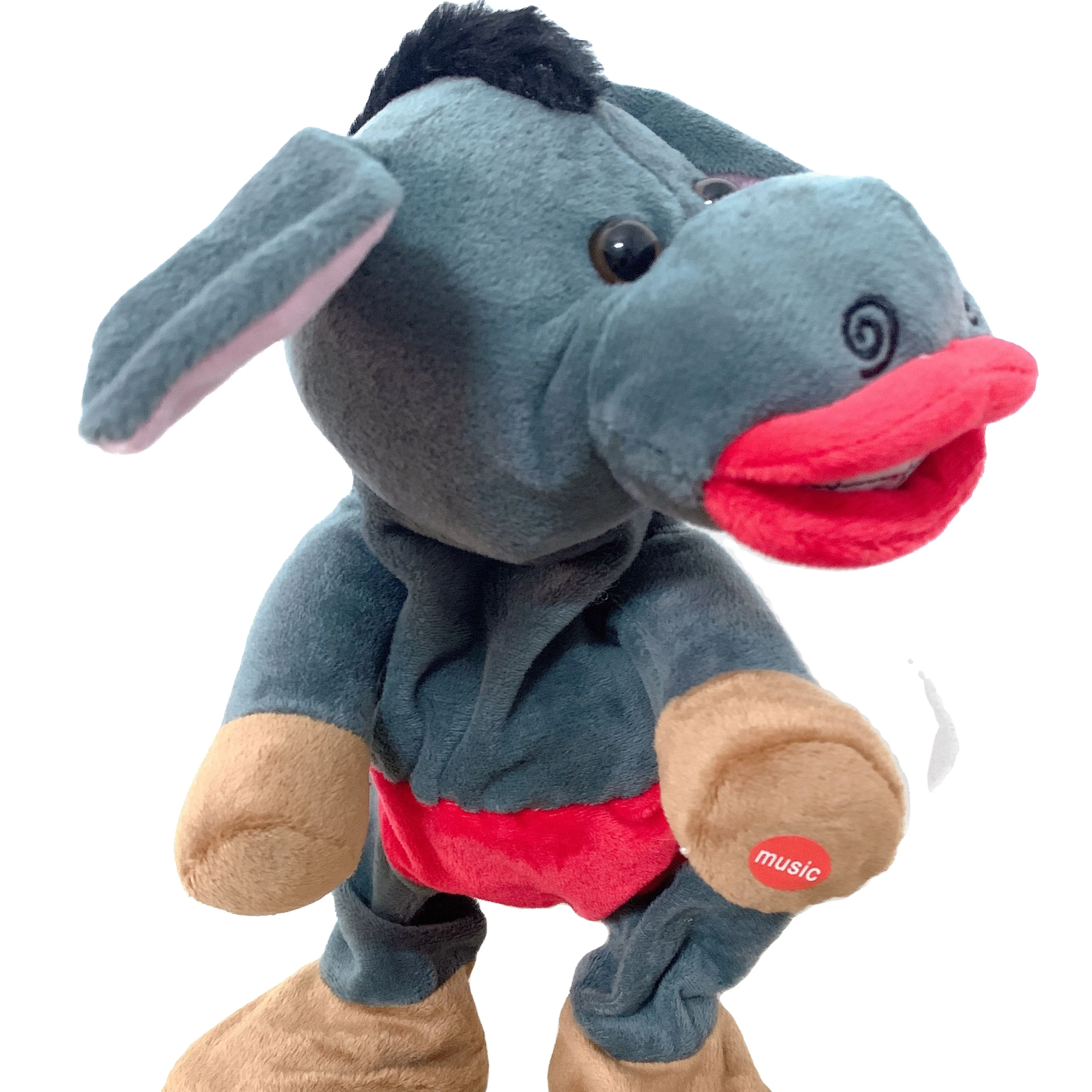 High quality electric plush toy hip shaking singing dancing turn red lips lovely donkey children gift