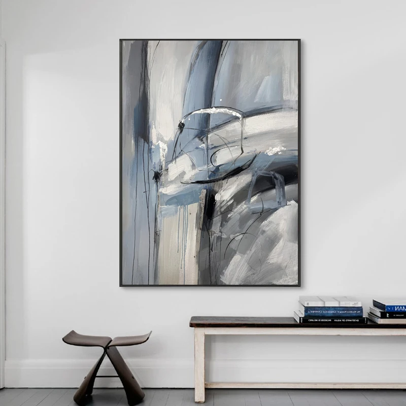 Drop Shipping Handmade Modern Abstract Wall Art Large Silver Painting Canvas for Art Wall Home Decor