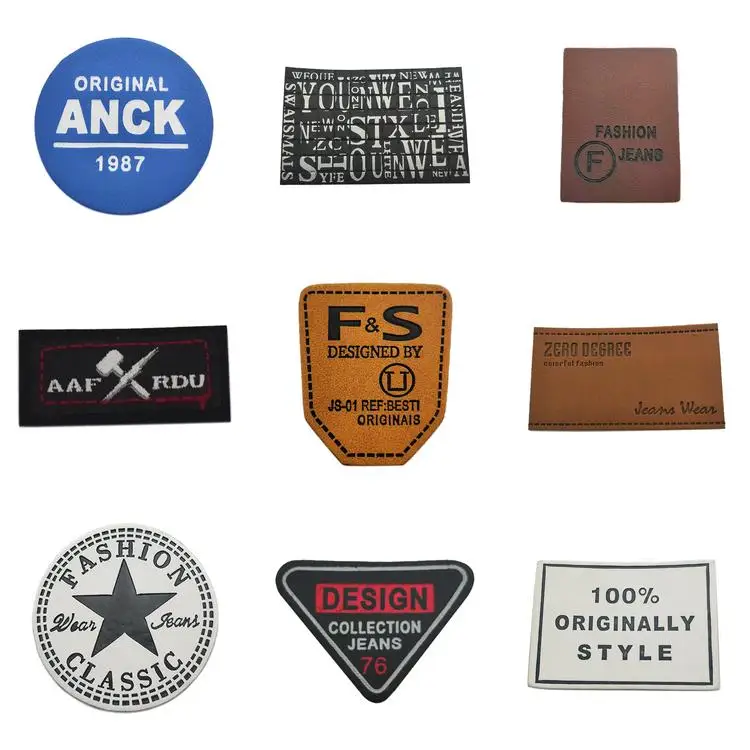 Heat treatment process label clothes accessories debossed logo fake leather patch