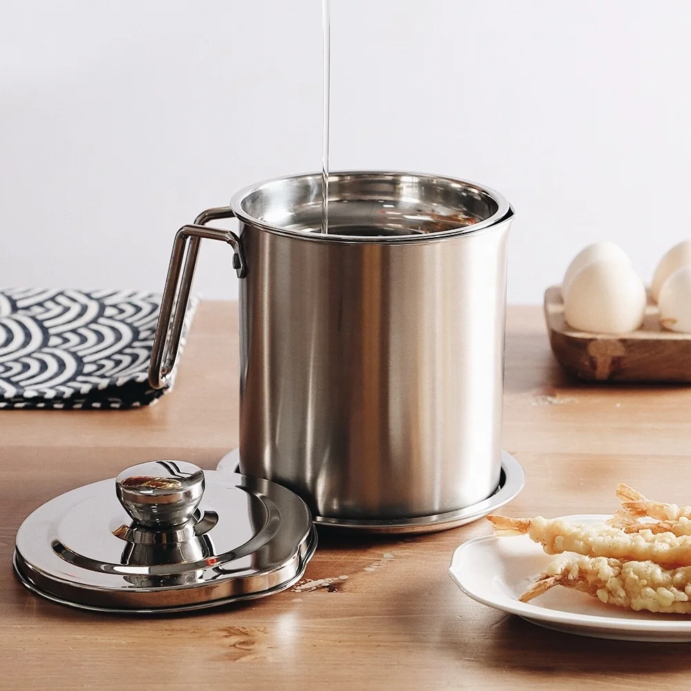Kitchen storage grease container keeper stainless steel