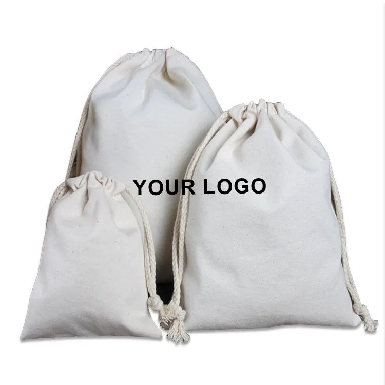 Простой белый Хлопковый пылесборник для сумки на шнурке