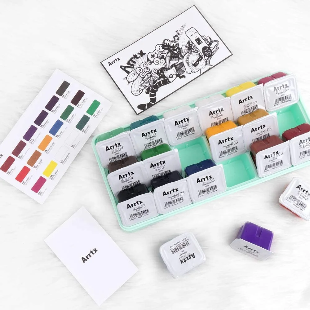 Arrtx Jelly Gouache Pigment Set 18 Colors x 30ml Safe And Non-toxic For Children (Mint Green)