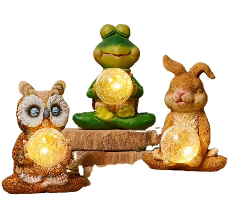 solar garden decoration outdoor resin statue resin garden solar