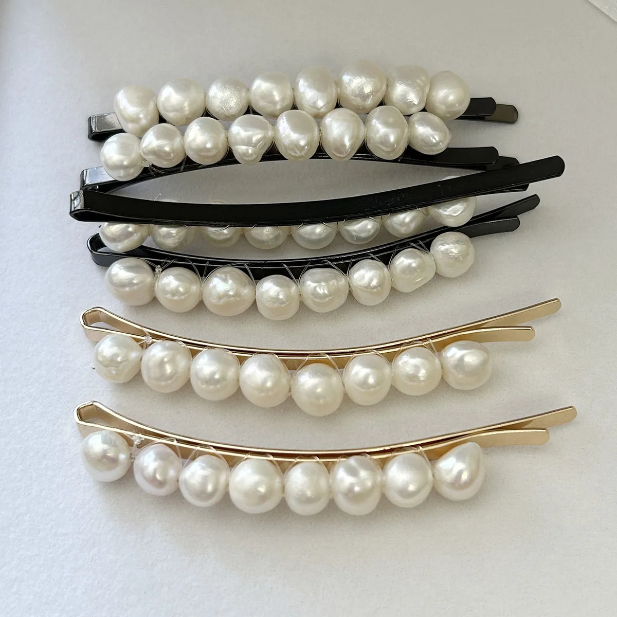 Wholesales Pearl Bobby Pin New Women Baroque Handmade Natural Freshwater Pearl Hair Clips 24k gold plated  and black gun color