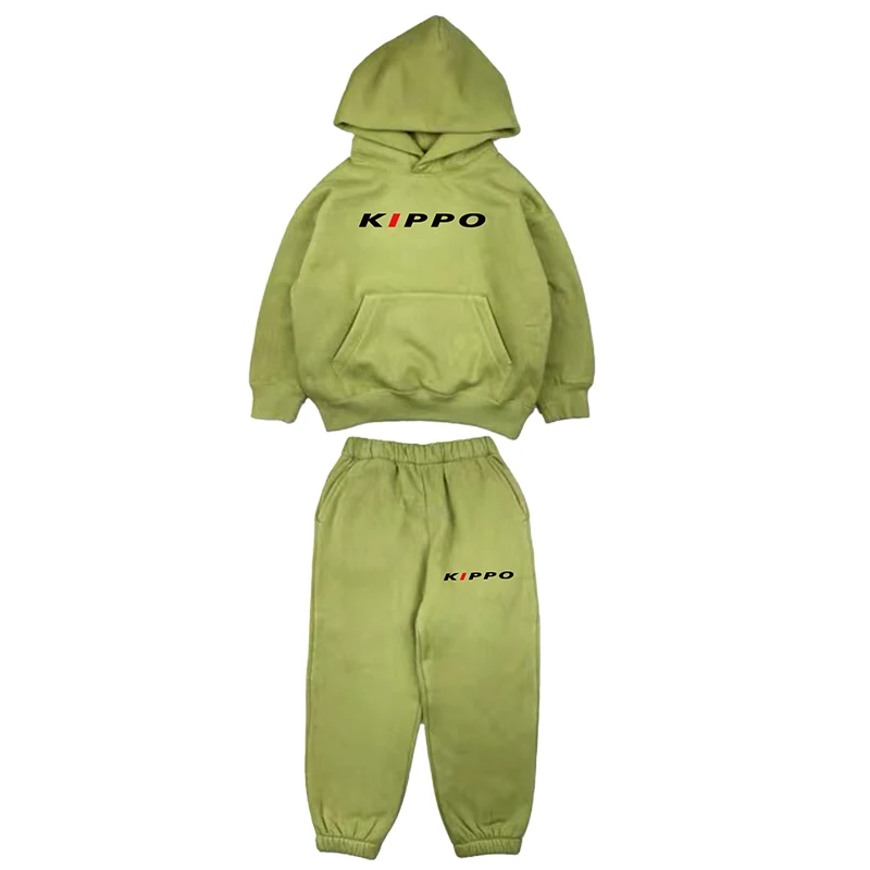 children winter clothes sports winter jacket and pants high street loose hoodie and sweatpants kids sports suit for boy and girl