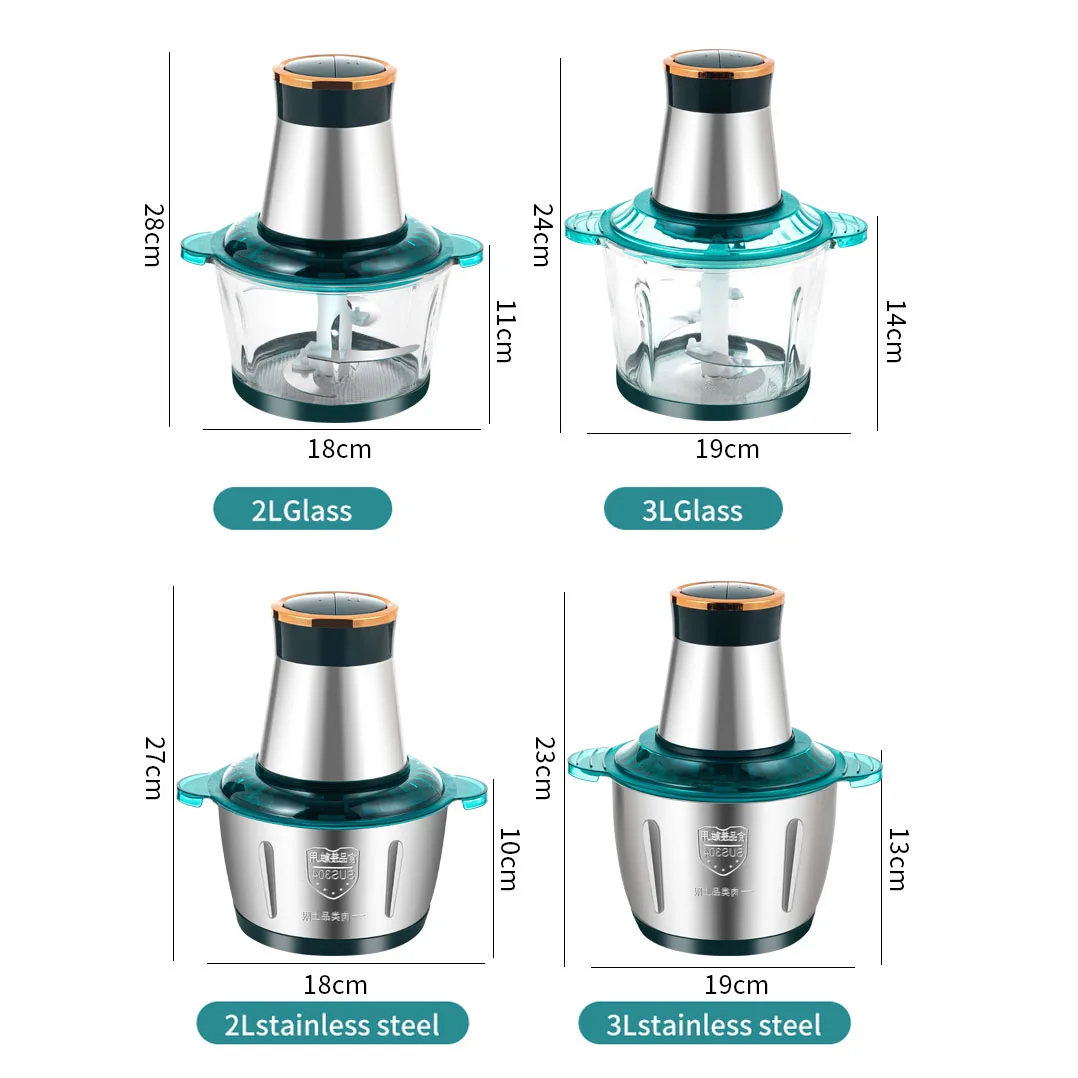 home kitchen food processor vegetable and meat chopper powerful 2l 3l stainless steel electric meat grinders
