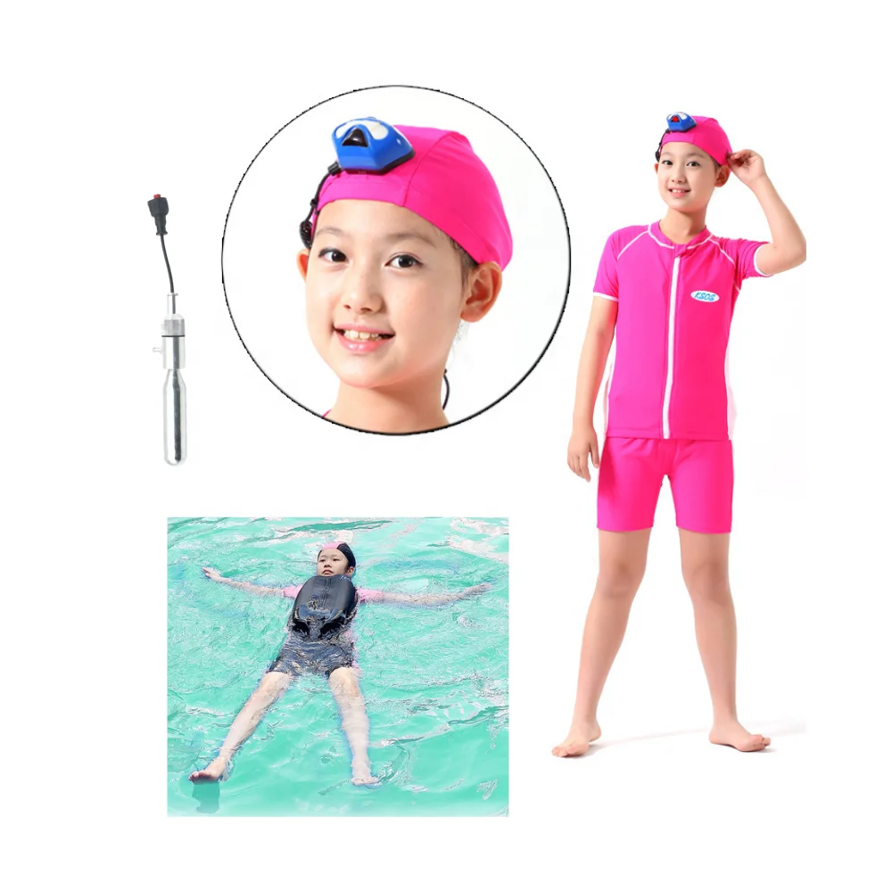 self rescue summer children little girl kids float floating buoyancy swimming suit swimwear Auto inflatable swimsuit