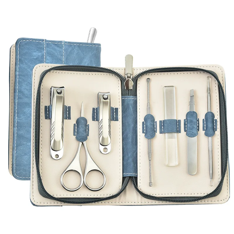 7PCS Brand Hot Selling Silver Gift Items Nail Clipper File Eyebrow Scissors Cutter Cuticle Nail File Manicure Pedicure Set