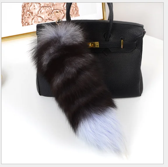 Top fashion lovely design wholesale natural white fox tail / fairy real fox fur tail keychain
