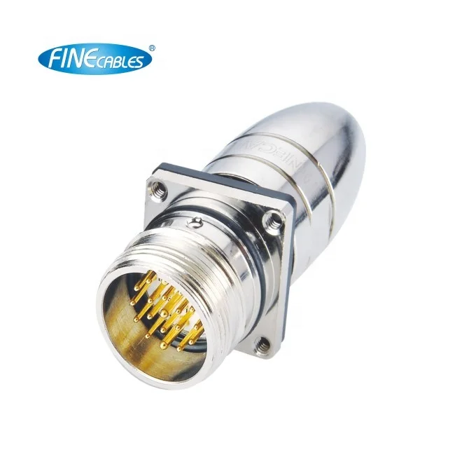 Finecables Panel Mount 6/7/9/12/16/17/19 Pin Waterproof Flange Assembly M23 Connector