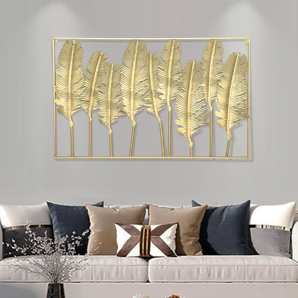 
Luxury style big size rectangle frame wrought iron gold leaf wall decor 