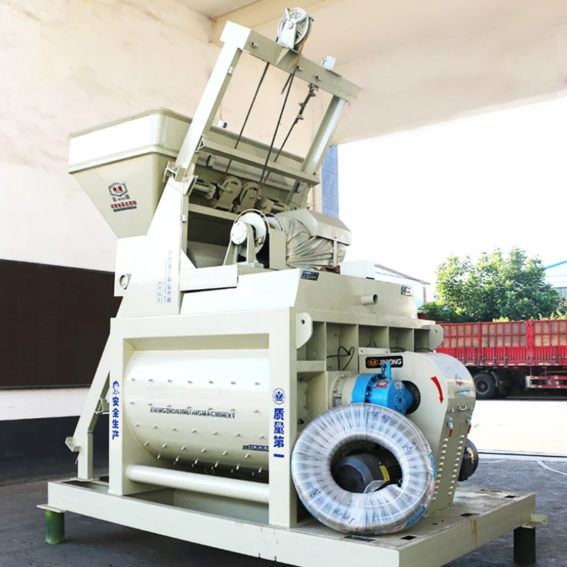 Construction equipment automatic twin shaft forced electric JS concrete mixer machine with lift hopper