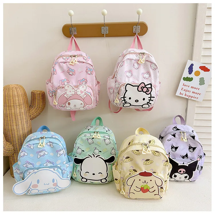 Cartoon My Melodyed Cute Kid Backpack Anime Kawaii Cartoon Leather Kids Girls Sanrioed School Bag for Holiday Gift