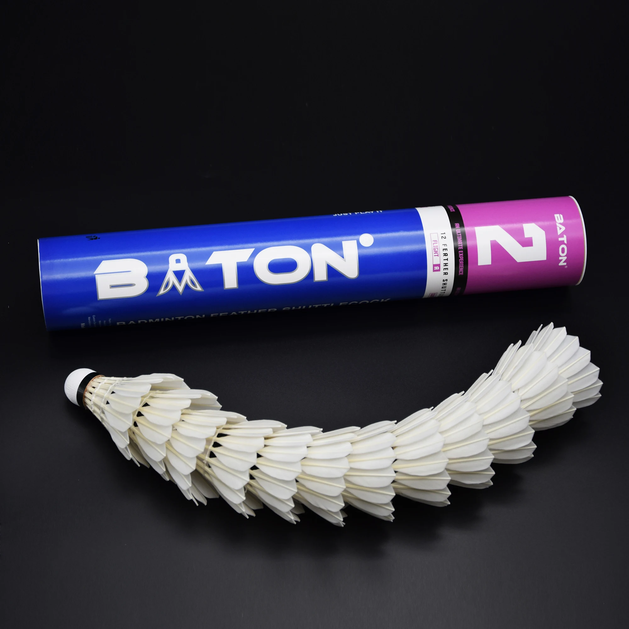Durable Baton no.2 goose feather badminton for international competition same as RSL NO.1shuttlecock