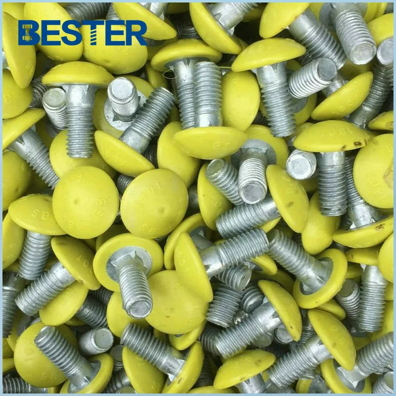 Plastic Capped Water Proof Hot DIP Galvanized Round Head Cup nibbed finned Silo tank bolt
