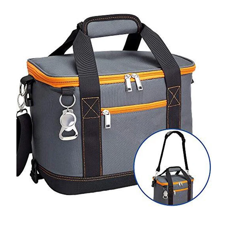 Custom logo Folding Insulated Cooler Bag  Collapsible Thermal Lunch Bag with Bottle Opener