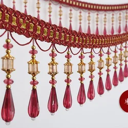 Wholesale Gold Acrylic Lampshade Beaded Fringe, Curtain Glass Beaded Fringe
