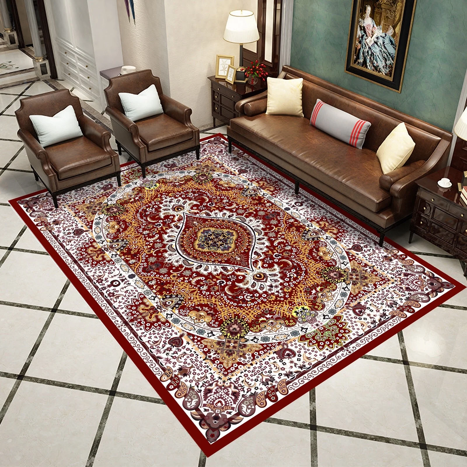 
Persian design living room polyester 3D printed carpet 