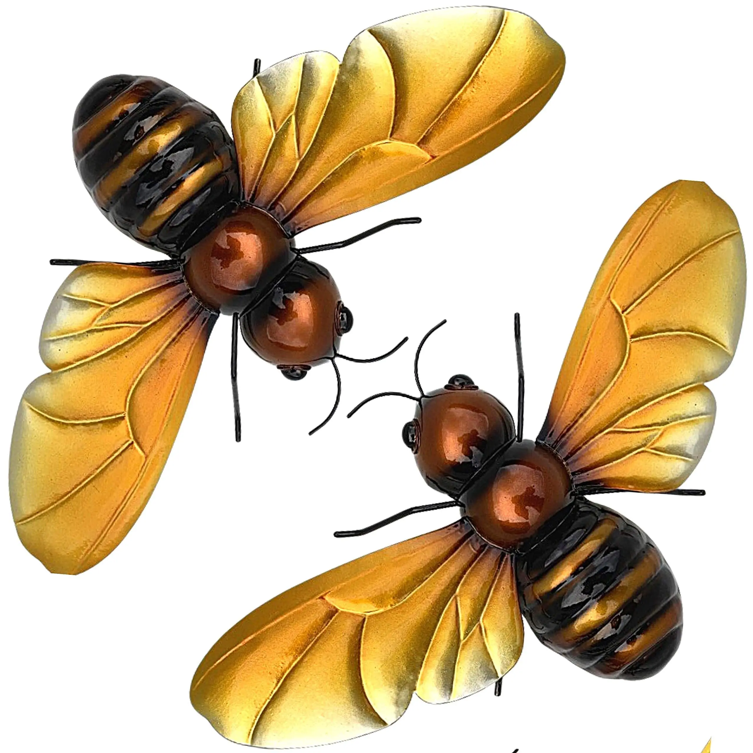 Set Of 2 Metal Bee Wall Decor Honey Bee Iron Wall Decor for Home, Porch, Patio Wall Decor, Bumble Bee Garden Yard Art