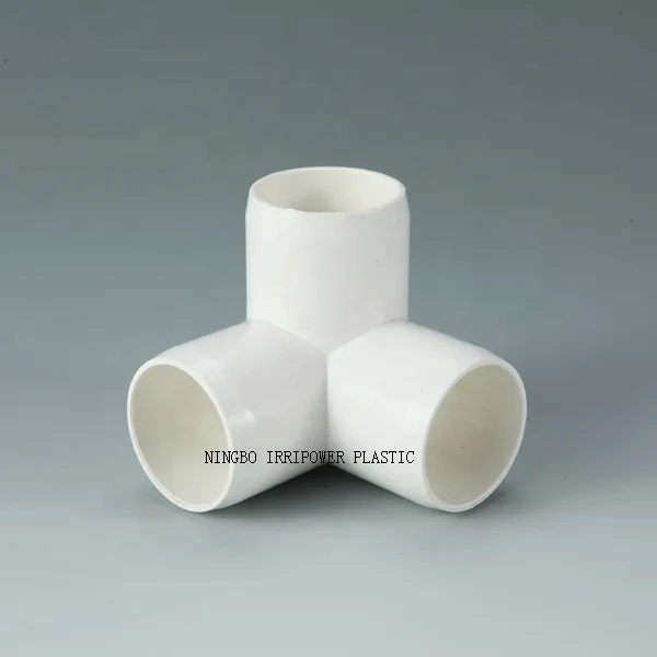 ASTM SCH40 3-way PVC Pipe  Angle Elbow Fitting Connector for Furniture Grade Frame Support